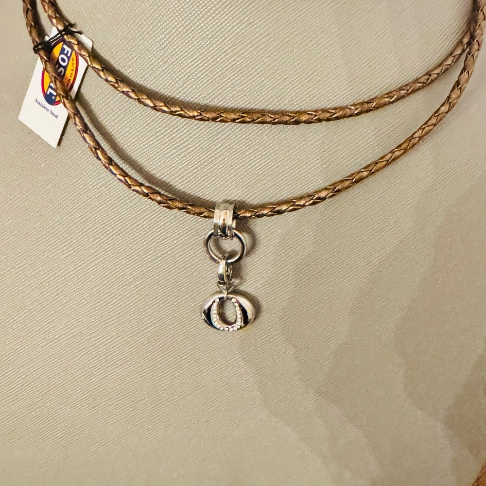 Fossil Braided Stainless Steel Silver Charm Necklace Set with Charms - Picture 6 of 16